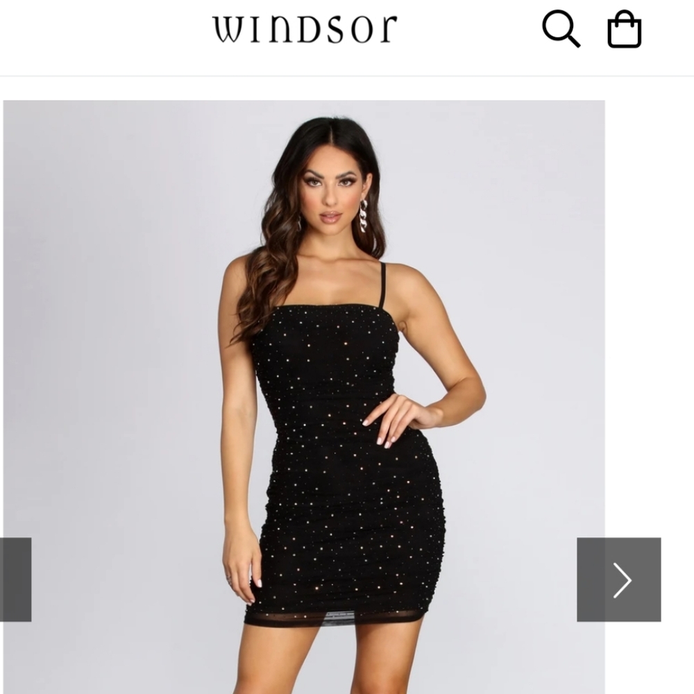 Black Rhinestone Ruched dress